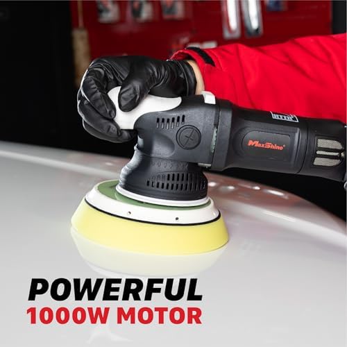 Maxshine M21 Pro Dual Action Polisher & Foam Pads Kit – 21mm Long Throw Random Orbital Buffer, 1000W Detailing Machine with 6″ Backing Plate – Car, Truck, SUV & Boat Paint Correction