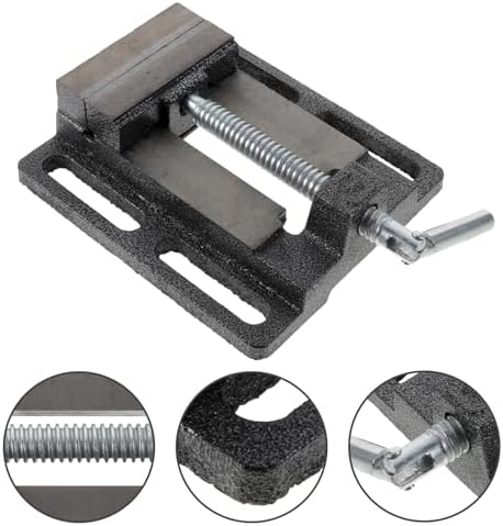 Toddmomy 3 Inch Cast Iron Drill Press Vise Bench Clamp for Woodworking and Milling Table Vise Small Workholding Device Compatible with Drilling Machines Random Color