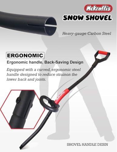 Ergonomic Snow Shovel with Assist Grip for Driveway; D-Grip