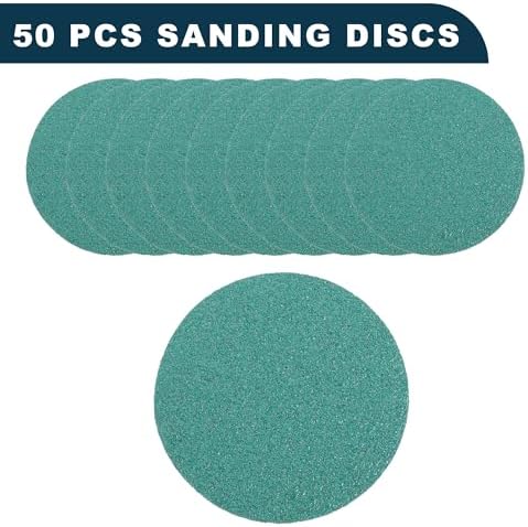 Car Sanding Discs 2inch 80 Grit Abrasion Resistance | Round Hook and Loop Sandpaper Green 50 Pcs