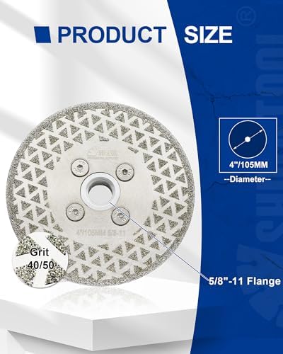 SHDIATOOL 4 Inch Diamond Grinding Disc Cutting Wheel 5/8-11 Arbor for Stone