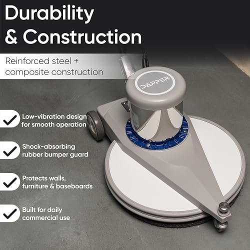 20" High-Speed Commercial Floor Burnisher, 1.5 HP, 1500 RPM, 40ft Cord, Rubber Bumper Guard, with Red, White & Black Pads for Cleaning, Polishing & Burnishing