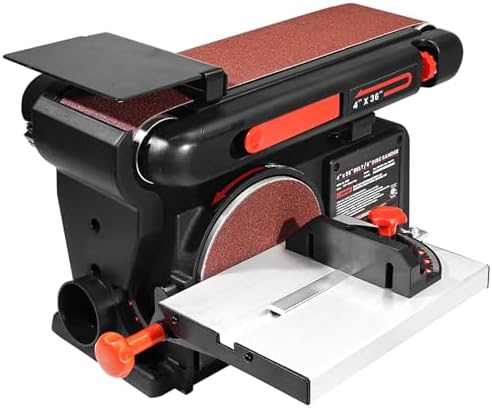 FINDBUYTOOL Belt and Disc Sander, 4.3A Benchtop Sander with 4-1/2"W x 11"L Belt Table and 10"W x 12"L Disc Table, Adjustable Belt Disc Sanders for Sanding, DIY Woodworking, Metal & Knife Sharpening