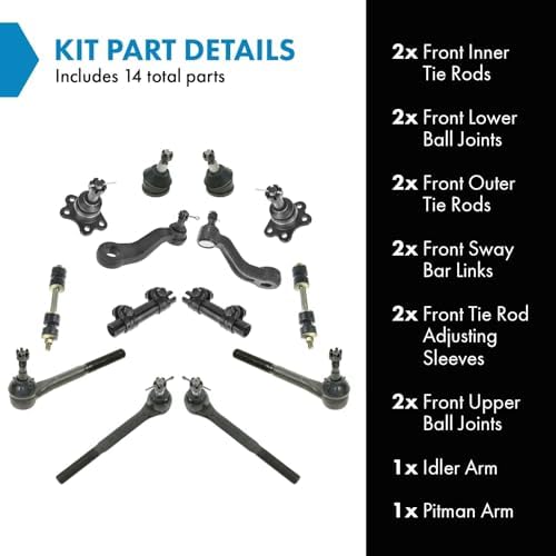 TRQ Front Steering & Suspension Kit Ball Joint Idler Arm Pitman Arm Sway