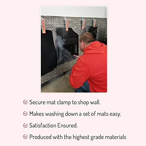 HI-TECH Car Wash Mat Clamps – Heavy-Duty Floor Mat Holders for Cleaning & Drying – Rust-Resistant Aluminum – Mountable – Holds All Mats – Purple, 1 Pack