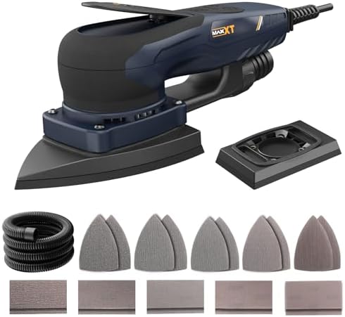 MAXXT Brushless 2-in-1 Detail Sander and Sheet Sander Set, 350W 3mm Electric Orbital Sander with Replaceable Backing Plates, Variable Speed Compact Mouse Sanders for Woodworking with 20 Sanding Papers