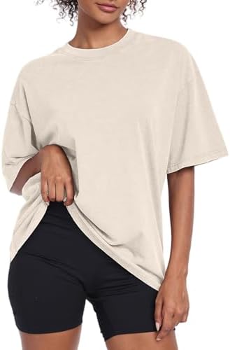 Womens Vintage Oversized T Shirts Acid Washed Baggy Cotton Tee Workout Gym Shirts Boyfriend Short Sleeve Tops