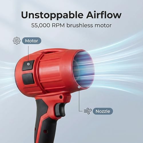 Power Leaf Blower,21V Cordless Leaf Blower, 2X 4.0Ah Batteries Handheld Electric Blower Ideal for Yard Cleaning, Lawn Maintenance, and Blowing Away Leaves and Dust