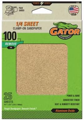 Gator 5132 Sanding Sheets, Aluminum Oxide, 100-Grit, 4.5 x 5.5-In., 25-Pk. - Quantity 5