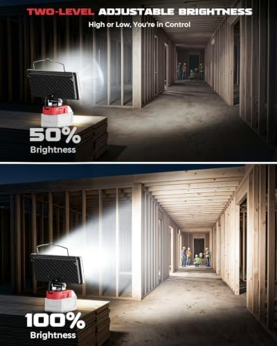 2PCS Cordless LED Work Light Compatible with Milwaukee 18V Battery(Tool Only) - Flood Construction Light Emergency Portable for Work Shop | Car Repair | Outdoor - 145W 14500Lumen
