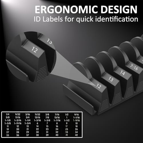 DEHOYI 80 pcs MAGNETIC Modular Wrench Organizers for Tool Drawers - Wrench Rack with Metric & SAE Labels, Perfect Tool Storage Holder. Gift for father, brother and boyfriend (With Magent) (Black)