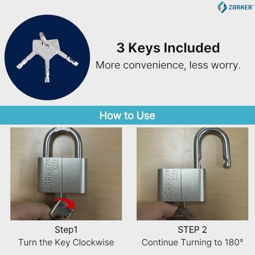 J45 keyed Alike Padlocks, Heavy Duty Stainless Steel Shackle Lock, Waterproof and Rustproof Storage, Warehouses, Garage, Outdoors, 4-Pack