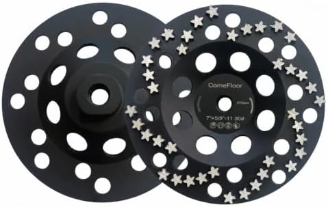 Diamond Grinding Cup Wheel for Concrete & Masonry, 48 Aggressive Star Segments, 7 Inch 5/8"-11 Thread, 30 Grit