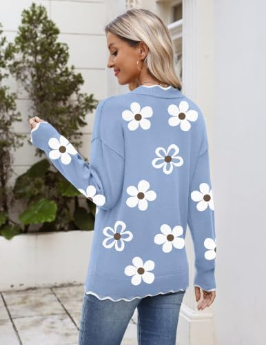 Zeagoo Women's 2026 Fall V Neck Sweater Long Sleeve Lightweight Knit Tops