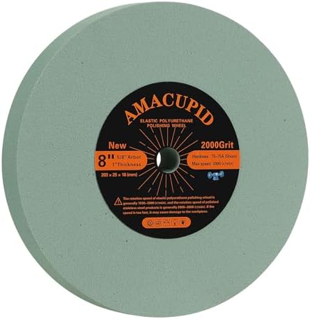 Elastic Polyurethane Buffing Wheels 8 Inch 2000 Grit. Silicon Carbide Abrasive.For Bench Grinding Wheel Polishing Machine. Mirror Polished Stainless Steel, Copper etc. 5/8 Inch Arbor