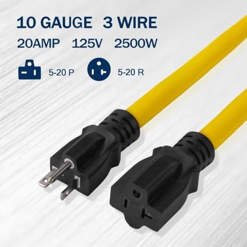 EP 15 Ft 10/3 SJTW NEMA 5-20 P/R Outdoor Extension Cord, Yellow