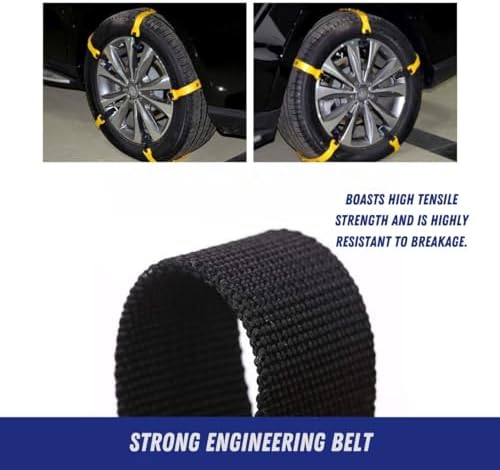 Jeremywell Snow Chains Anti-Skid Anti Slip Emergency Snow Tire Chains - Portable Emergency Traction Snow Mud Chains Universal Adjustable 10pcs Car Security Chains for SUV and Cars (Yellow-10pcs)