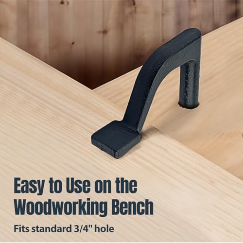 POWERTEC 8" Hold Fast Clamps Fits 3/4" Bench Dog Hole, Bench Dog Clamps for Woodworking Fits MFT Worktable, Use w/Mallet, Workbench Accessories - 2PK (71528)