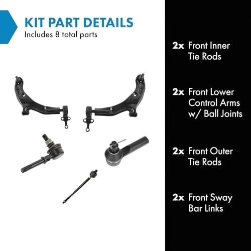 TRQ Front Steering & Suspension Kit Control Arm with Ball Joint Sway Bar