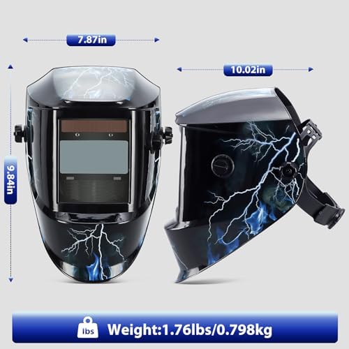 Solar Battery Powered 3.94''X1.93'' Large View Wide Shade 4/9-13 for TIG MIG ARC Cool Welder Mask Hood Helmet