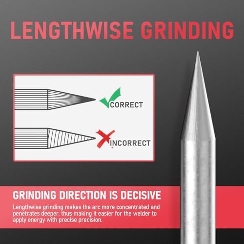 YESWELDER TIG Tungsten Electrode Pre-Sharpened Welding Tungsten 1/8" x 7" (Red, WT20/EWTh-2) 10-pk
