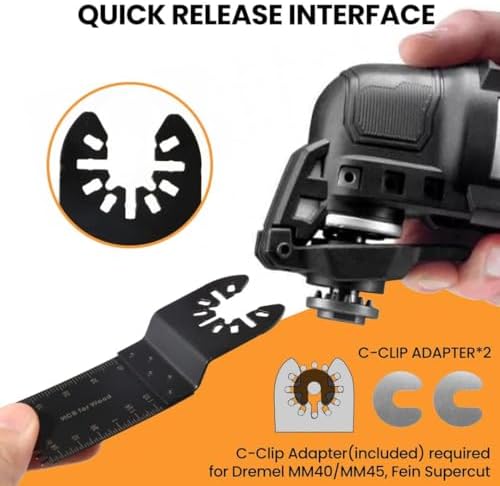 CONNOO 158 Pack Oscillating Saw Blades, Oscillating Tool Blades with Sandpaper, Multitool Bi-Metal Blades Kits for Wood Metal Plastics Quick Release Fit Dewalt Ryobi Rockwell Makita