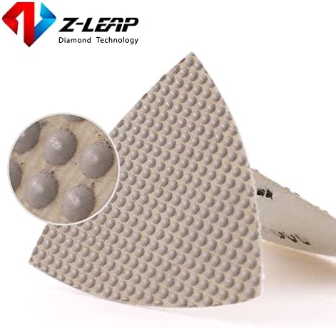 Triangle Diamond Sandpaper Sheet Discs Sanding Pads for for Grinding Stone Glass Ceramic 3"(80mm) Mix Grit/8pcs
