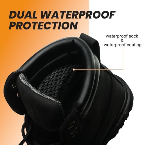 Work Boots for Men Soft Toe Waterproof Leather Workboots