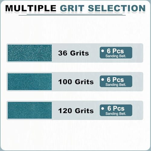 HARFINGTON 6 x 48 Inch Sanding Belts, 18 Pcs 36/100/120 Grit Zirconia Abrasive Belt Sander File Belt for Woodworking, Metal Polishing, Knife Sharpener