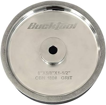 BUCKTOOL 180 Grit 8-Inch CBN Grinding Wheel, 1.5-Inch Wide, 5/8-Inch Arbor
