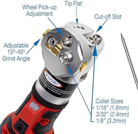 DXCL Hand-Held Cordless Tungsten Sharpener Grinder, Adjustable 15°- 45°, Diamond Ground Tapers (Auburn Red/Auburn Red)
