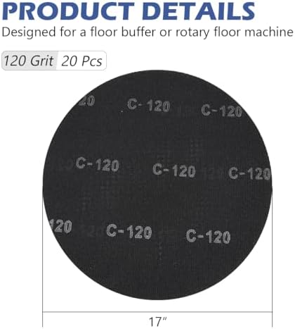 HUAALIUCHE 17" Sanding Screen Discs - Mesh Floor Sanding Screen - Black Silicon Carbide - for Wood Floors (30 Pack, 120 Grit)