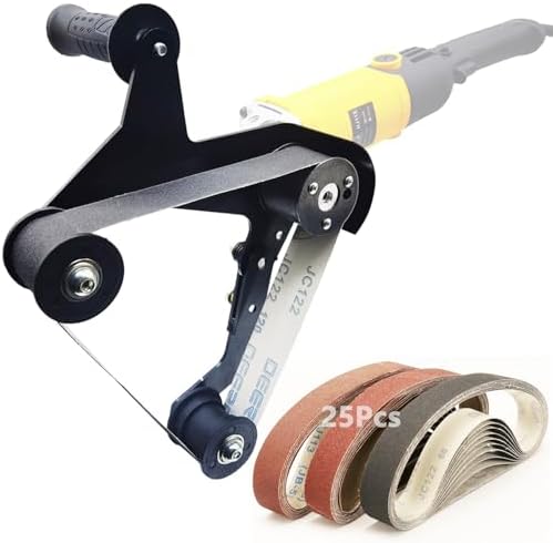 Belt Sander Adapter for Angle Grinder,Pipe Tube Polishing Sanding Attachment, US 5/8-11 Thread,Professional Polishing Tool for Rust Removal,Metal Working,Woodworking (20Pcs Sanding Belts).