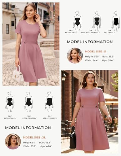 GRACE KARIN Women's 2026 Short Sleeve Church Work Midi Dresses with Pockets