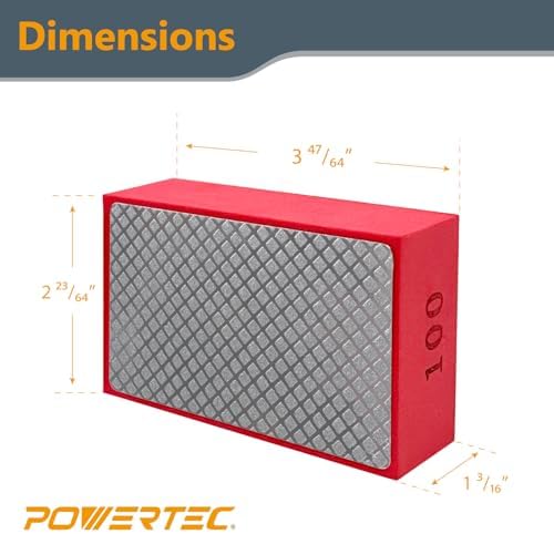 POWERTEC Diamond Hand Polishing Pads 100 Grits 2Pack, Diamond Sanding Block for Polishing and Grinding Porcelain, Ceramic Tile, Glass, Granite, Stone, Wood & Metal (71905-P2)