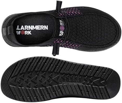 LARNMERN Steel Toe Loafers Women Slip On Work Safety Shoes Walking Sneakers