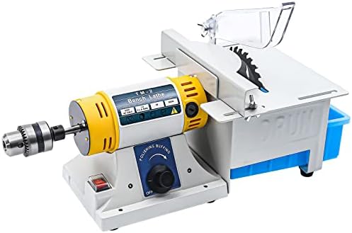 Gem Jewelry Polishing Grinding Machine, 320W 110V Mini Table Rock Saw Lathe Table Saw Polisher Cutting Machine DIY Jewelry Lapidary Equipment for Carving Polishing, Drilling of Crafts