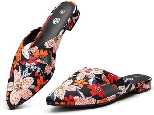Rekayla Women's Mules Closed Pointed Toe Flats Backless Loafers Shoes for Women