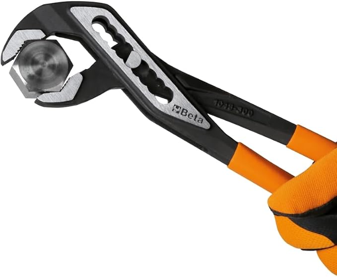 Beta 1048N/D3 Set of 3 Slip Joint Pliers, Chrome Vanadium Steel, Slip-Proof PVC Handles, 6", 10", and 12"
