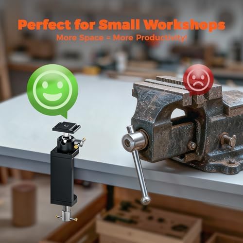 Luvan 360° Rotating Mini Bench Vise Stand, Double Locking Heavy-Duty Table Vise Stand with Enhanced Clamping Force, Adjustable Angle Vise Bracket Table Clamp Stand with Swivel Base for Fractal Vise ﻿