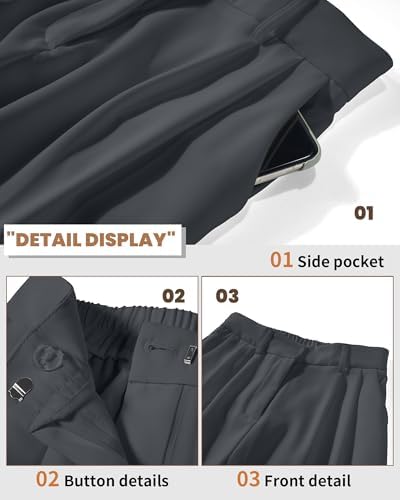 KICZOY Women Casual Wide Leg Dress Pants High Waist Lightweight Flowy Pants