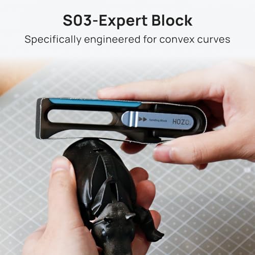 HOZO NeoBlock Sanding Block Set – 1 Magnetic Handle + 3 Swappable Heads (Basic, Pro, Expert) with 6 Grit Belts (120/180/240/400/600/800), Supports Wet Sanding, Quick-Swap for 3D Printing & DIY Project