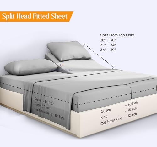 JS Sanders Collection Split Head Sheet Set 4PC King Size, Silver