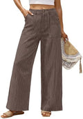 Bsubseach Womens Cotton Linen Pants Wide Leg Work Casual Pants