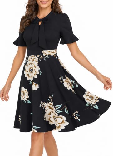 Women Summer Floral Ruffle Sleeve Wear to Work Church Wedding Guest Party Dresses
