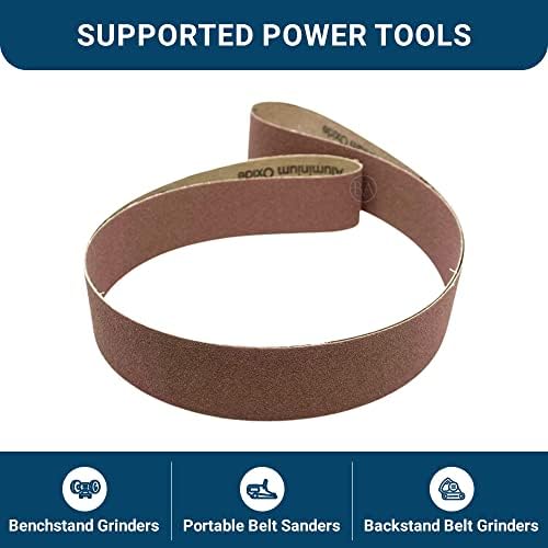 Benchmark Abrasives 2” x 72” Inch Sanding Belts with Aluminum Oxide Sand Paper for Metal Grinding, Sanding, Knife Polishing, Surface Blending Belt Sander Paper Belt for Woodworking (6 Pack), 24 Grit