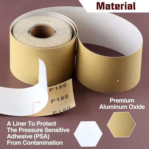 SPEEDWOX 180 Grit Sandpaper Roll Self Adhesive, 2-3/4"x10YD PSA for Wood
