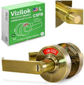 VIZILOK ADA Compliant Indicator Privacy Lock C5FB-L- Commercial Grade Left Handed Non Reversible in-USE or Vacant Occupancy Indicator Push Button Lock and Lever - Antique Brass