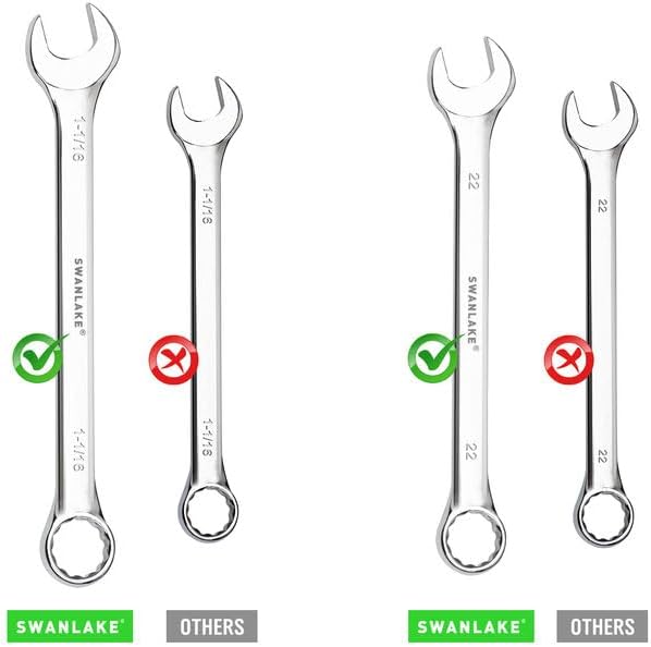 SWANLAKE 15-Piece Metric Combination Wrench Set, 12-Point Max Torque Open End Wrench Set, Cr-V Steel Wrenches 8, 9, 10, 11, 12, 13, 14, 15, 16, 17, 18, 19, 20, 21, 22mm with Storage Rack