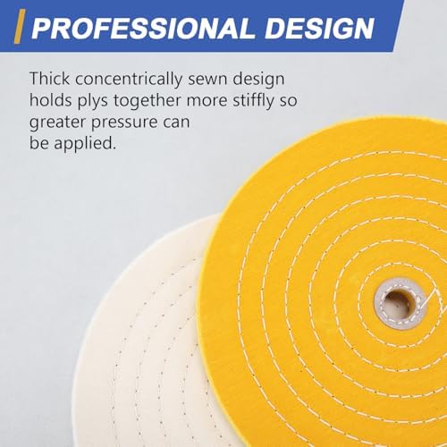 SCOTTCHEN 10 inch Buffing Polishing Wheel for Bench Grinder Buffing Wheel White (70 Ply) & Yellow (42 Ply) for Buffer Polisher with 3/4” Arbor Hole-2 PCS